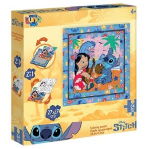 Luna Παζλ Κορνίζα Disney Stitch Χρωματισμού 2 όψεων 64 Τμx. 27x27 εκ. - 000565653